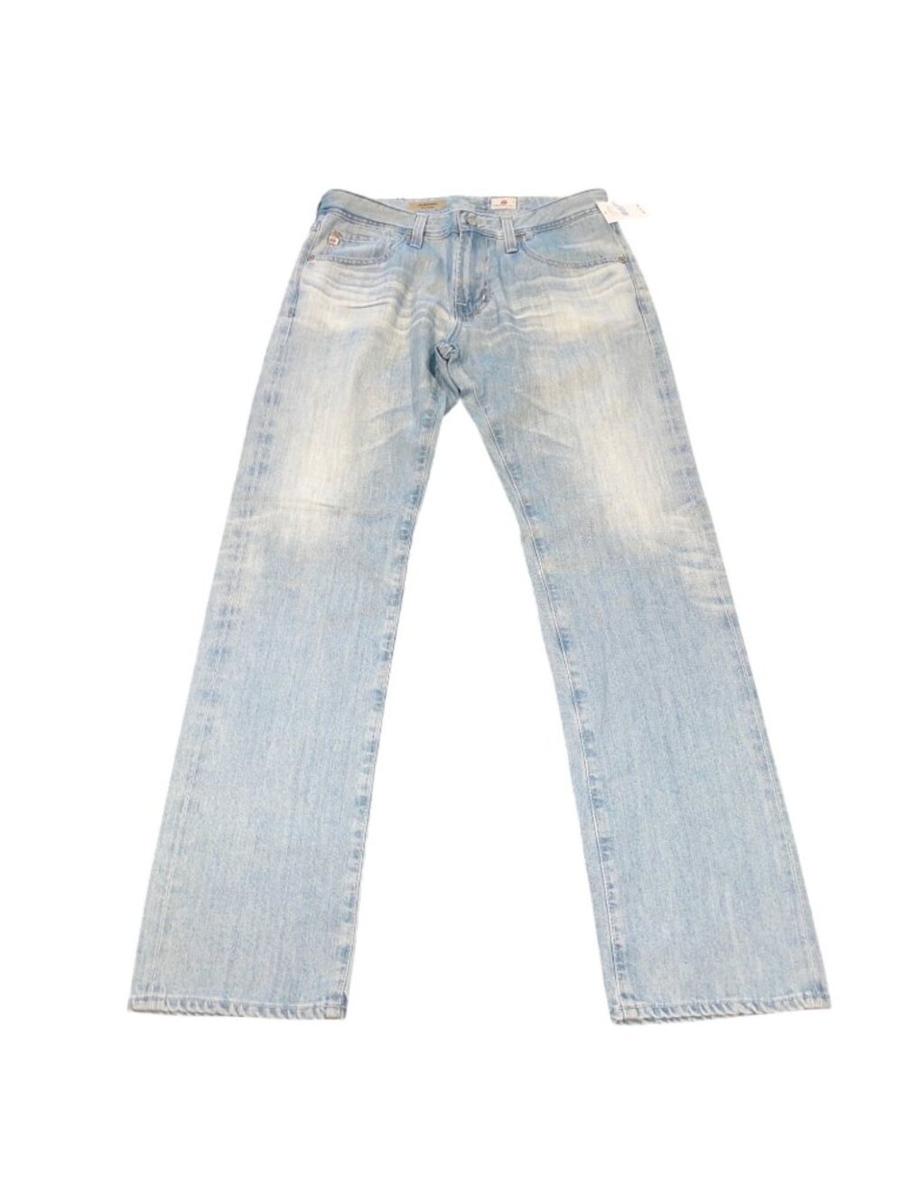 AG Matchbox Slim Straight Jean 32x32 Light Wash Faded Blue Distressed Stretch